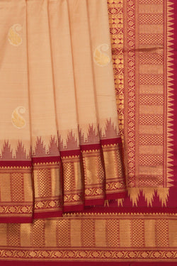 Image of Narayanpet Pure Silk Beige Saree