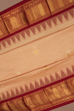Image of Narayanpet Pure Silk Beige Saree