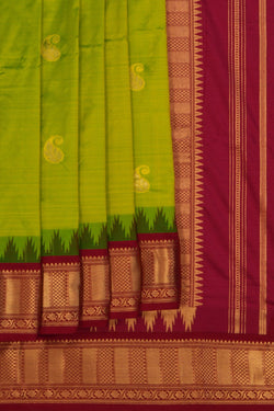 Image of Narayanpet Pure Silk Green Saree