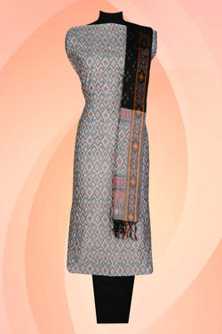 Image of Pochampally Ikat Unstitched Suit With Dupatta (3 Pcs Set)
