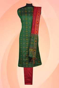 Image of Pochampally Ikat Unstitched Suit With Dupatta (3 Pcs Set)