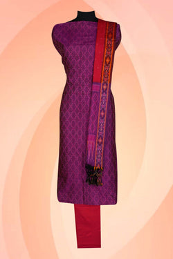 Image of Pochampally Ikat Unstitched Suit With Dupatta (3 Pcs Set)