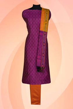 Image of Pochampally Ikat Unstitched Suit With Dupatta (3 Pcs Set)