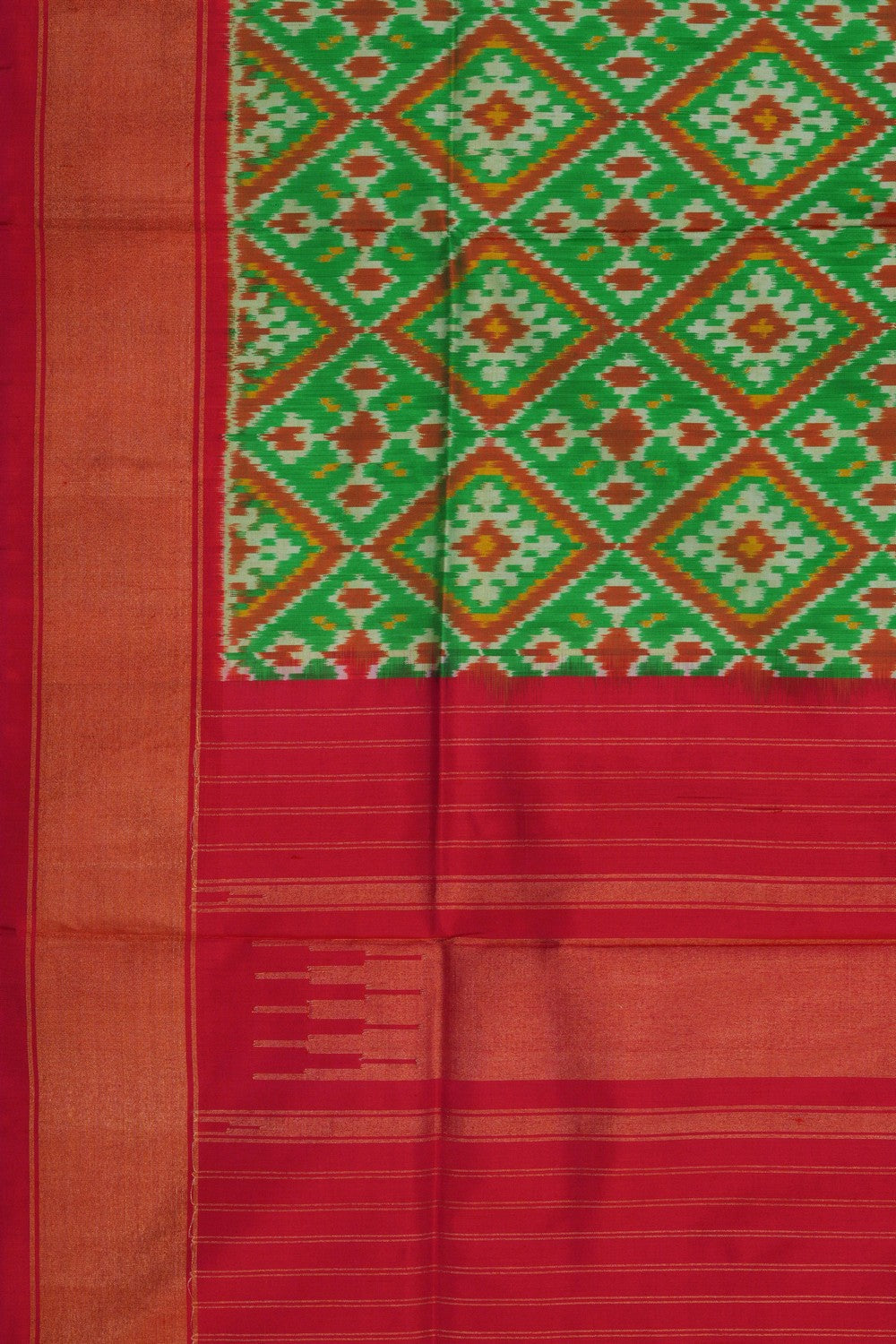 Image of Pochampally Ikat Silk Green Dupatta