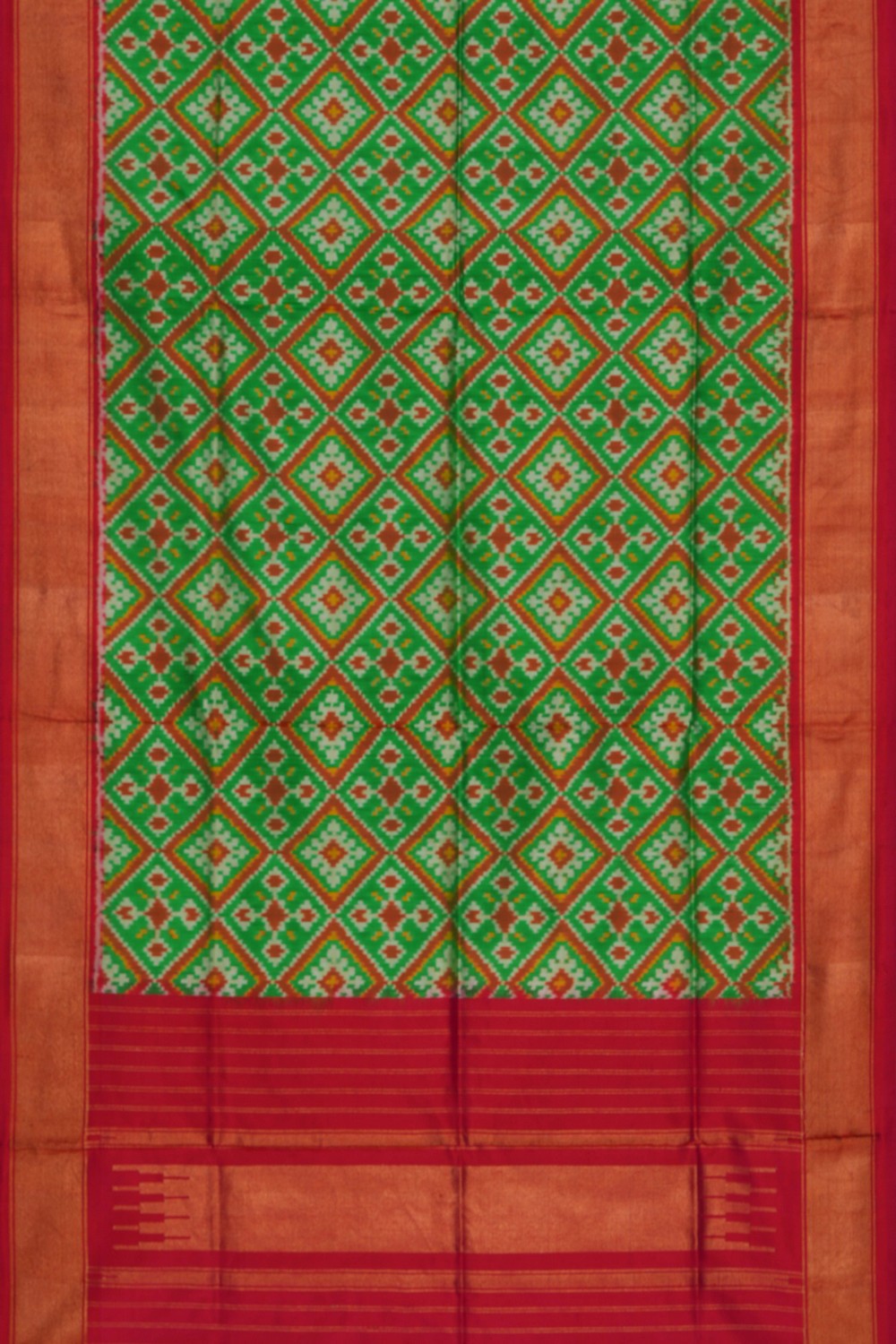 Image of Pochampally Ikat Silk Green Dupatta