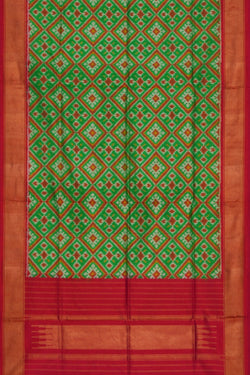 Image of Pochampally Ikat Silk Green Dupatta