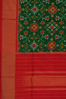 Image of Pochampally Ikat Silk Green Dupatta