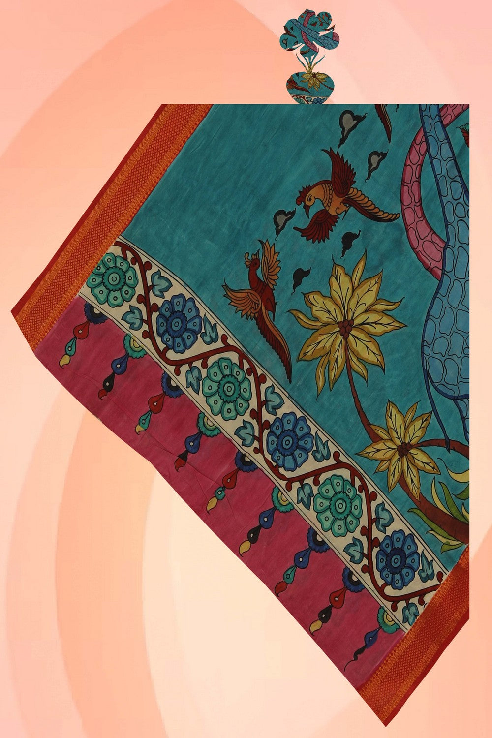 Image of Kalamkari Hand-Painted Dupatta