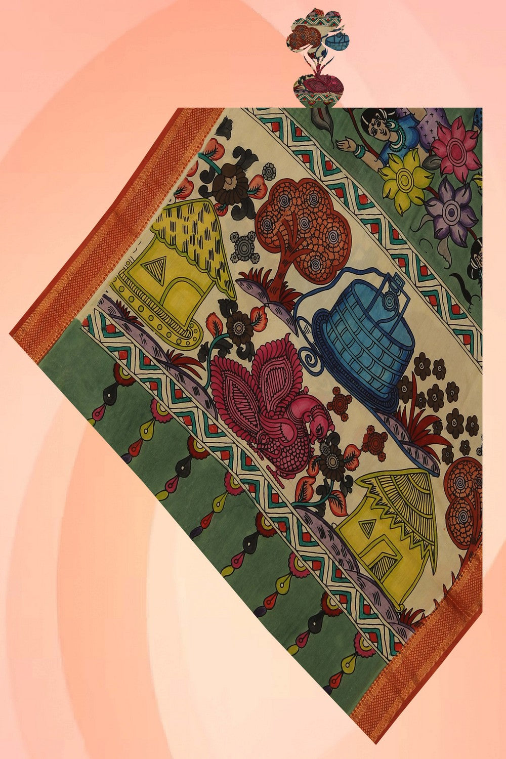 Image of Kalamkari Hand-Painted Dupatta