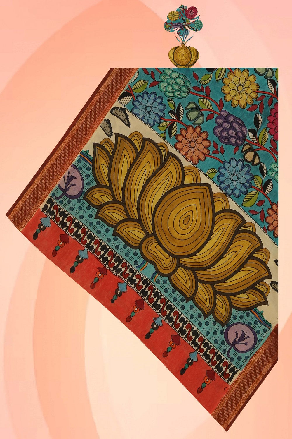 Image of Kalamkari Hand-Painted Dupatta