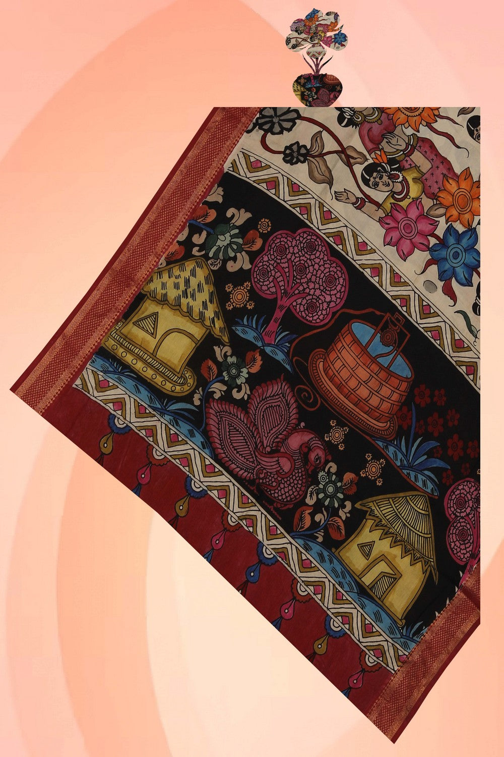 Image of Kalamkari Hand-Painted Dupatta