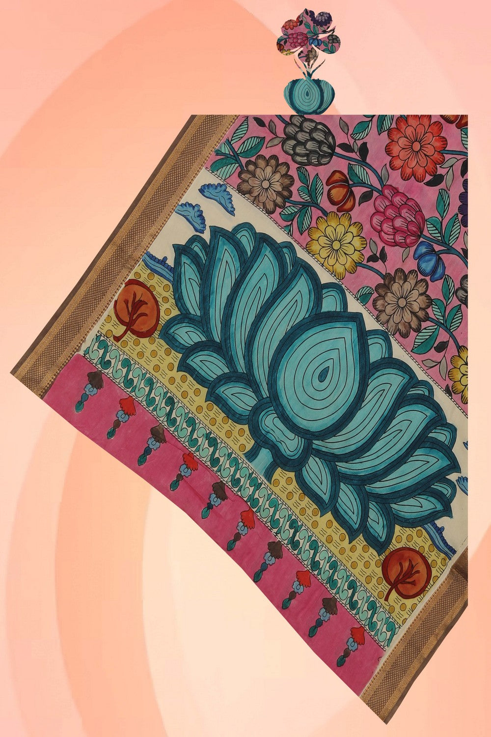 Image of Kalamkari Hand-Painted Dupatta