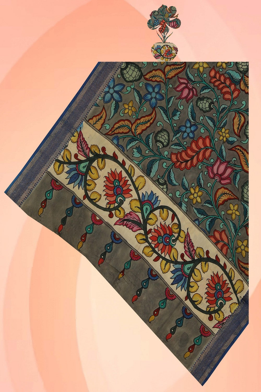 Kalamkari Hand-Painted Dupatta