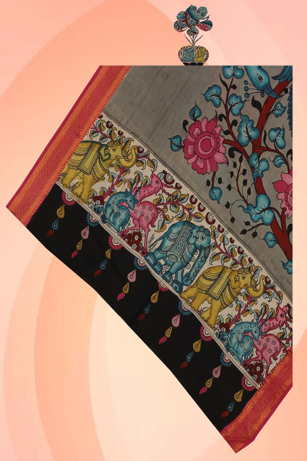 Image of Kalamkari Hand-Painted Dupatta