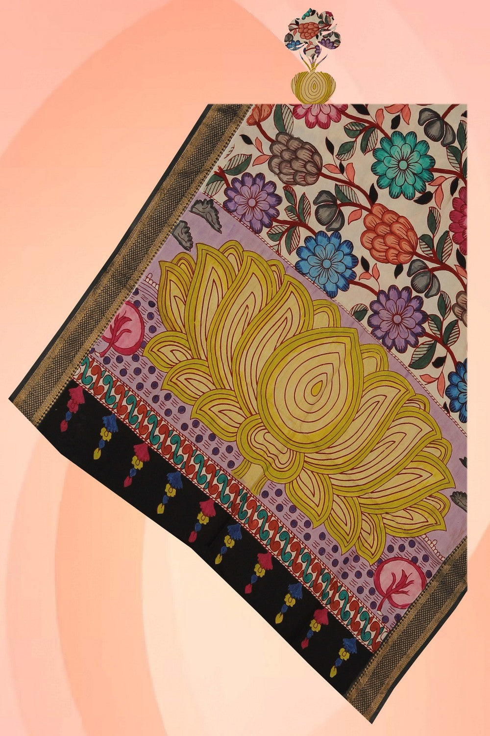 Image of Kalamkari Hand-Painted Dupatta