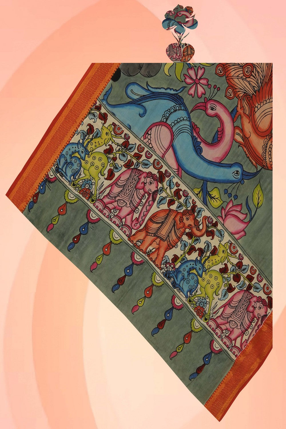 Image of Kalamkari Hand-Painted Dupatta