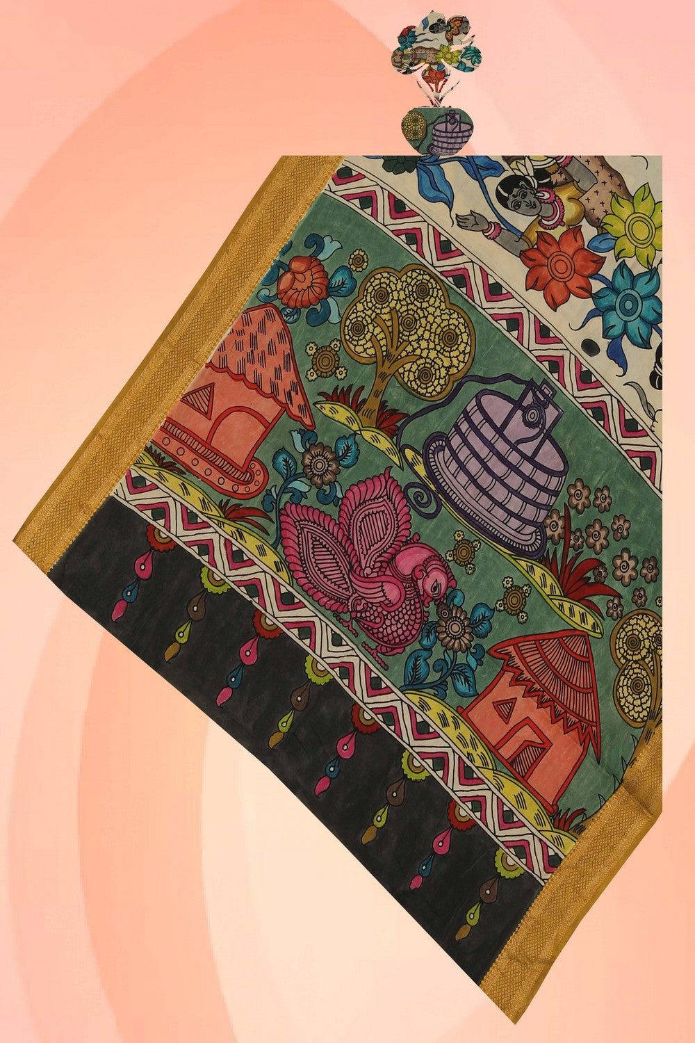 Image of Kalamkari Hand-Painted Dupatta