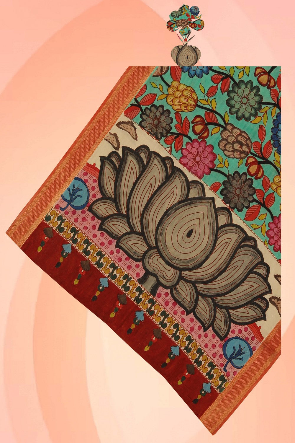 Image of Kalamkari Hand-Painted Dupatta