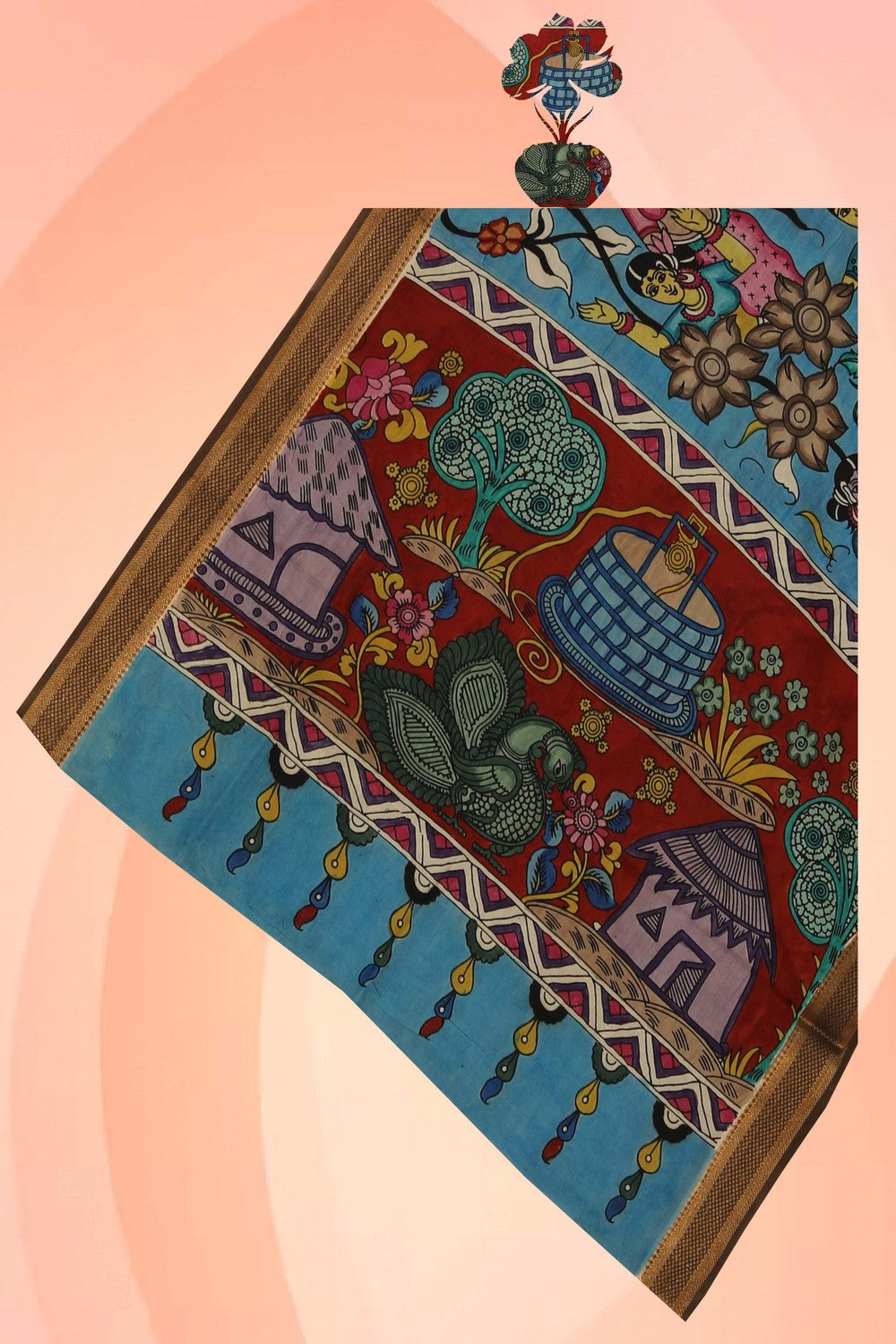 Image of Kalamkari Hand-Painted Dupatta