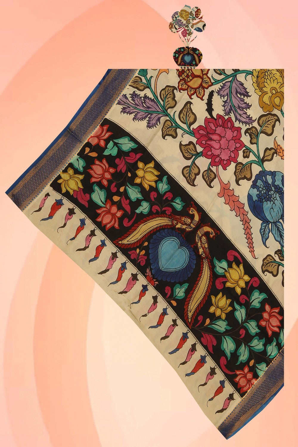 Image of Kalamkari Hand-Painted Dupatta