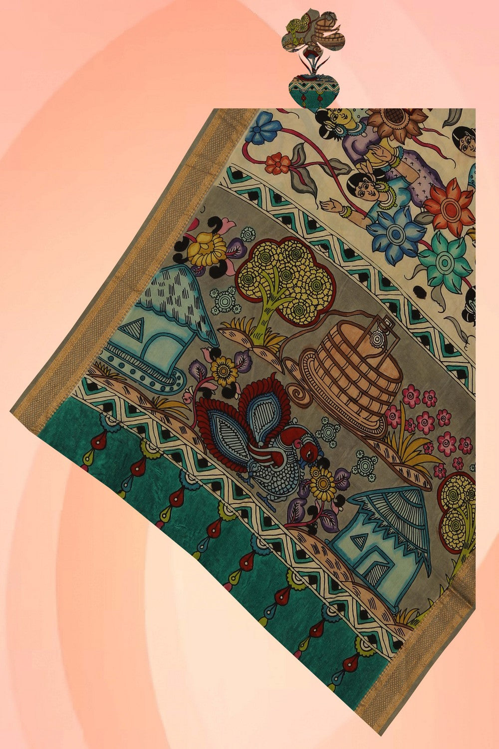 Image of Kalamkari Hand-Painted Dupatta