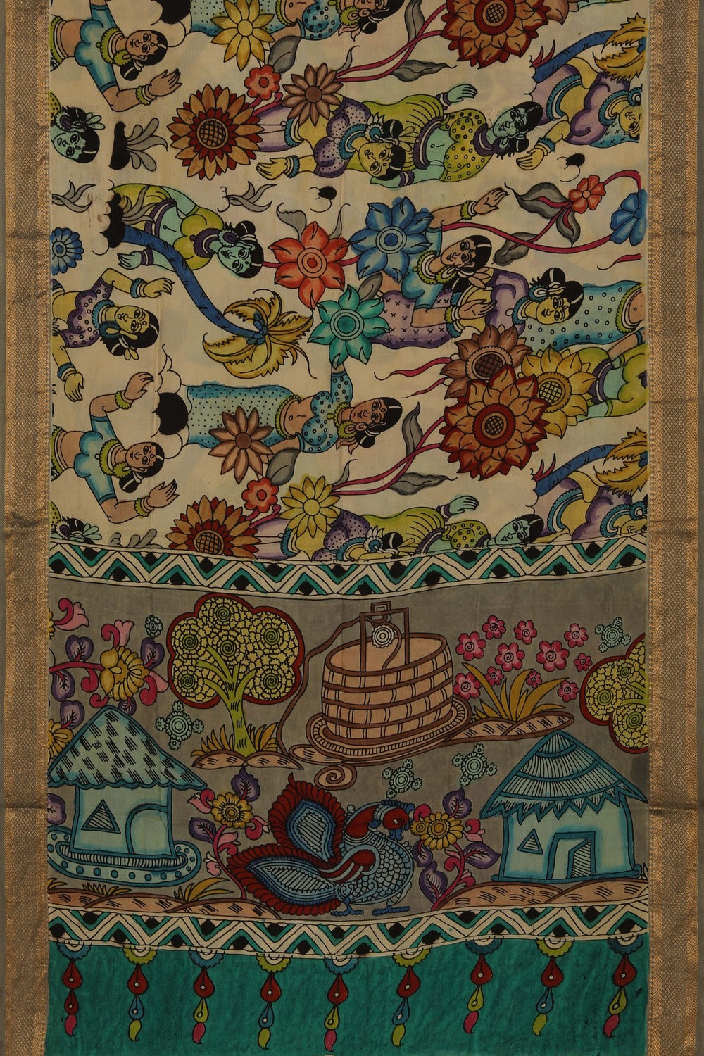 Image of Kalamkari Hand-Painted Dupatta