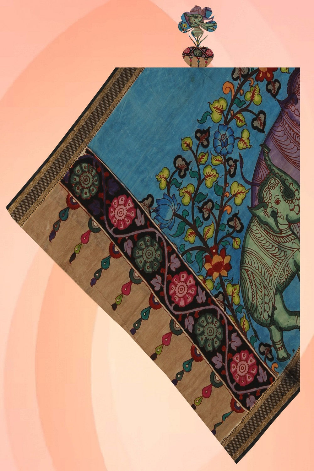 Image of Kalamkari Hand-Painted Dupatta