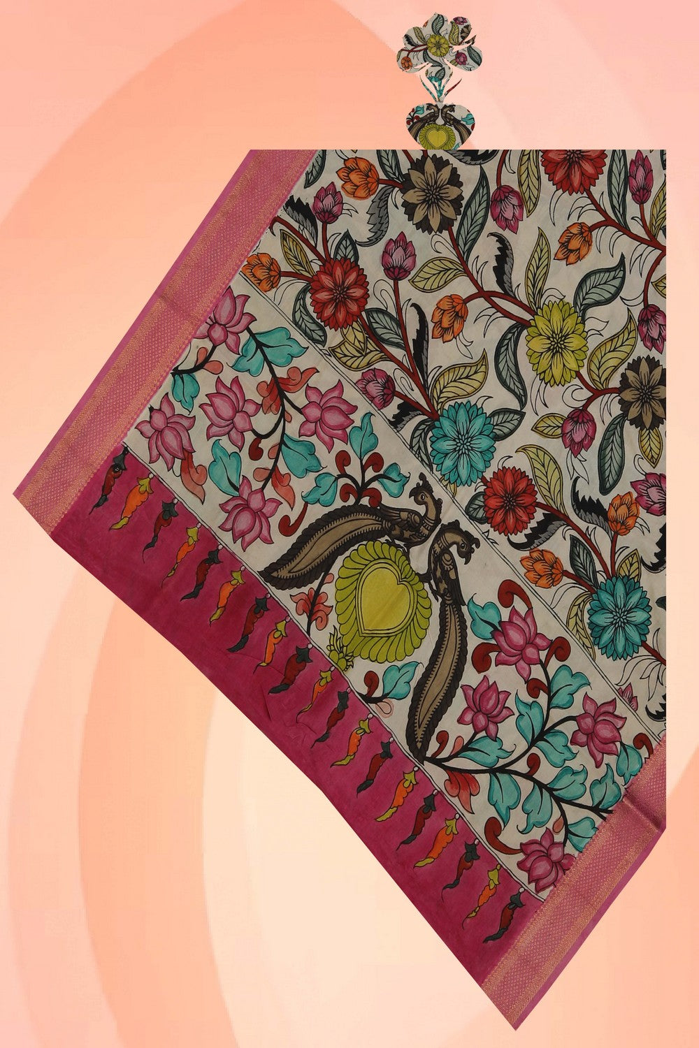 Image of Kalamkari Hand-Painted Dupatta