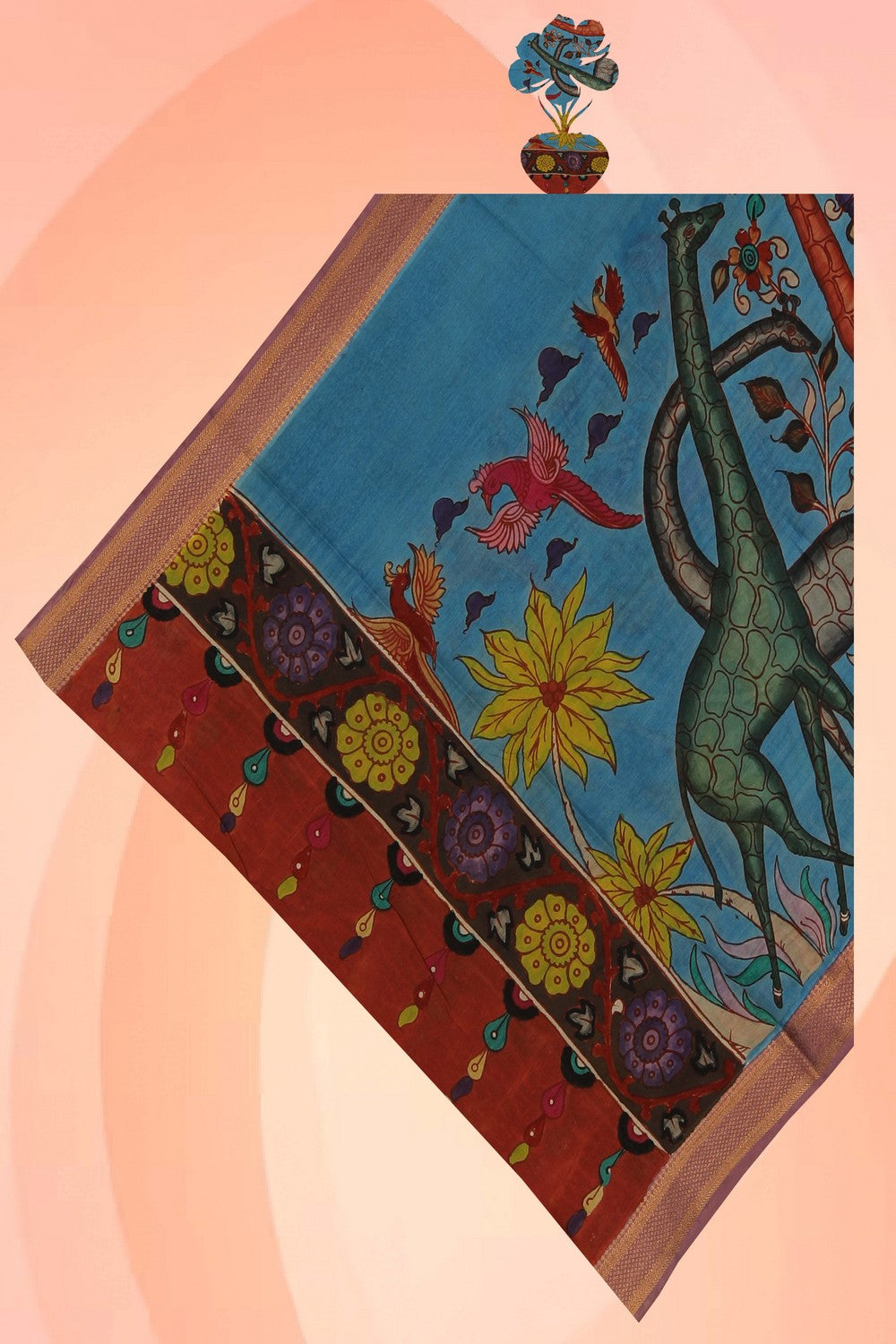 Image of Kalamkari Hand-Painted Dupatta