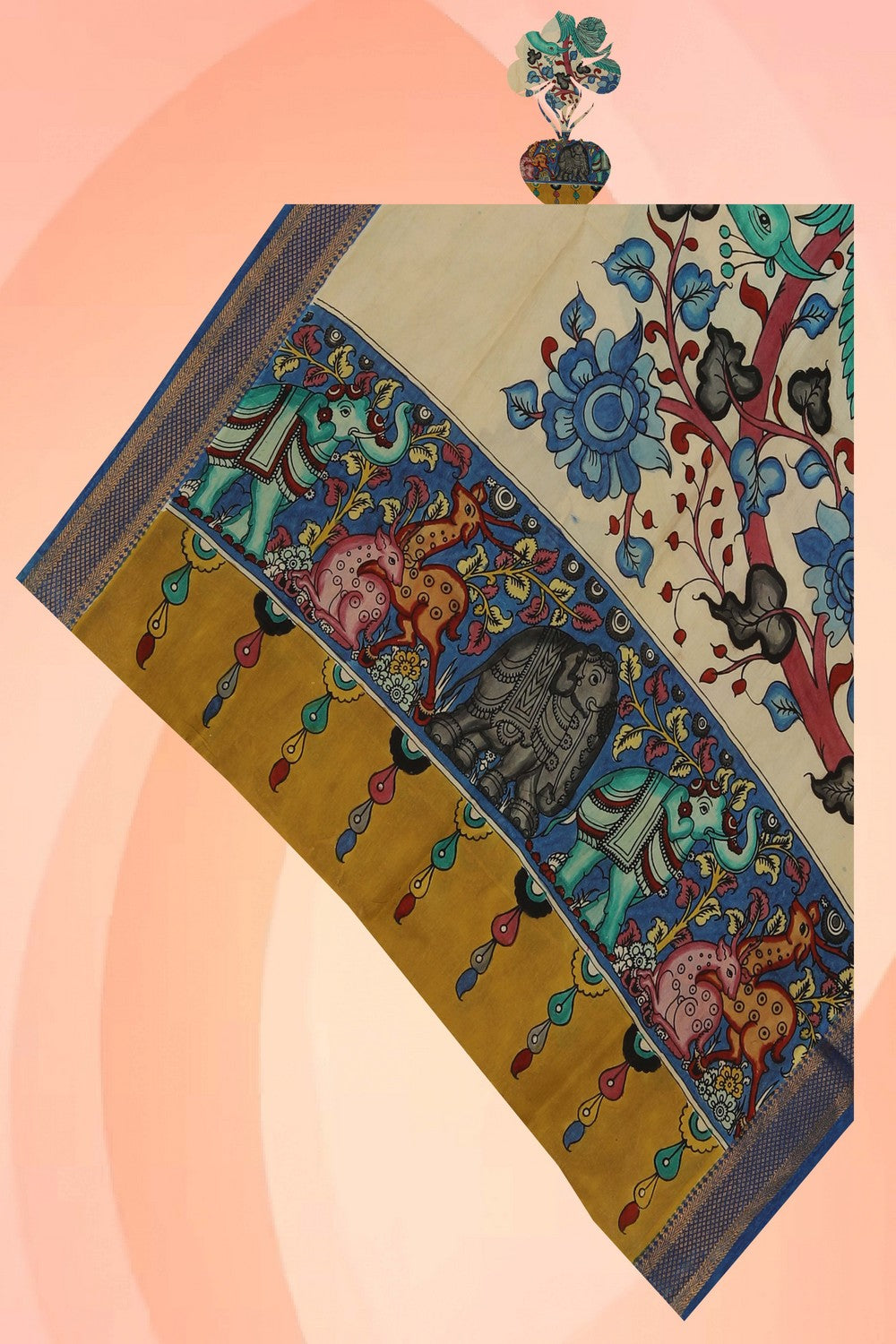 Kalamkari Hand-Painted Dupatta