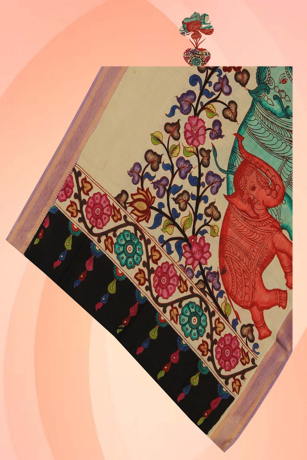 Image of Kalamkari Hand-Painted Dupatta