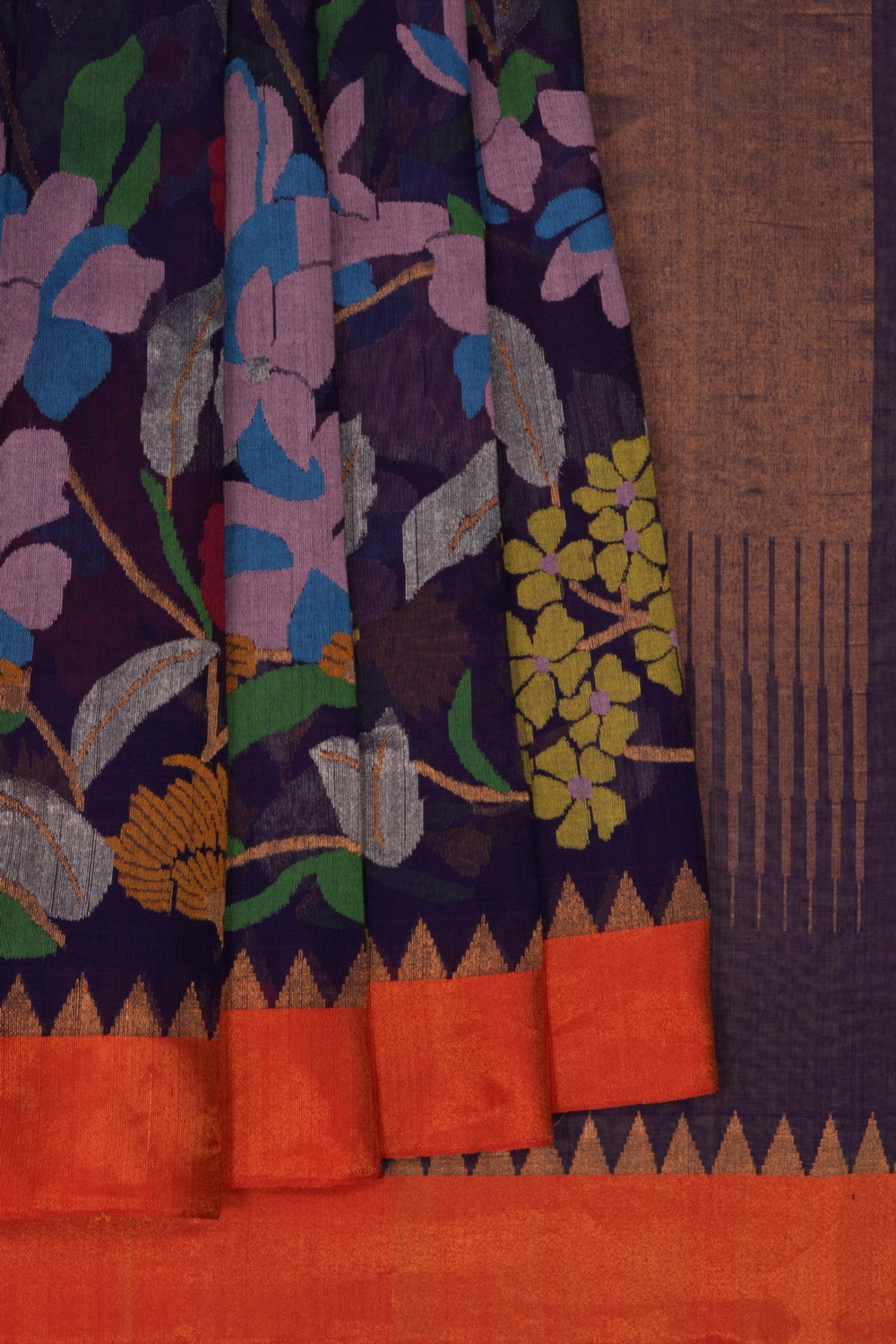 Ponduru Cotton Purple Floral Saree