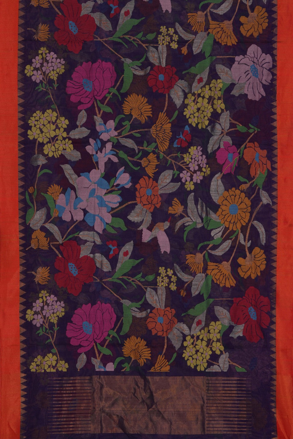Ponduru Cotton Purple Floral Saree