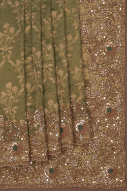 Image of Tissue Silk Embroidery Saree