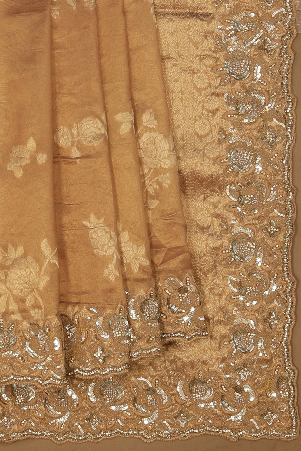 Image of Tissue Silk Embroidery Saree