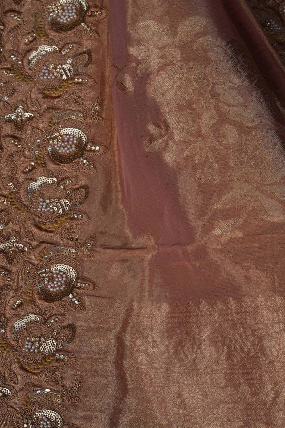 Image of Tissue Silk Embroidery Saree