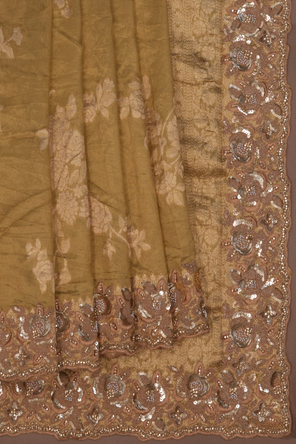 Image of Tissue Silk Embroidery Saree