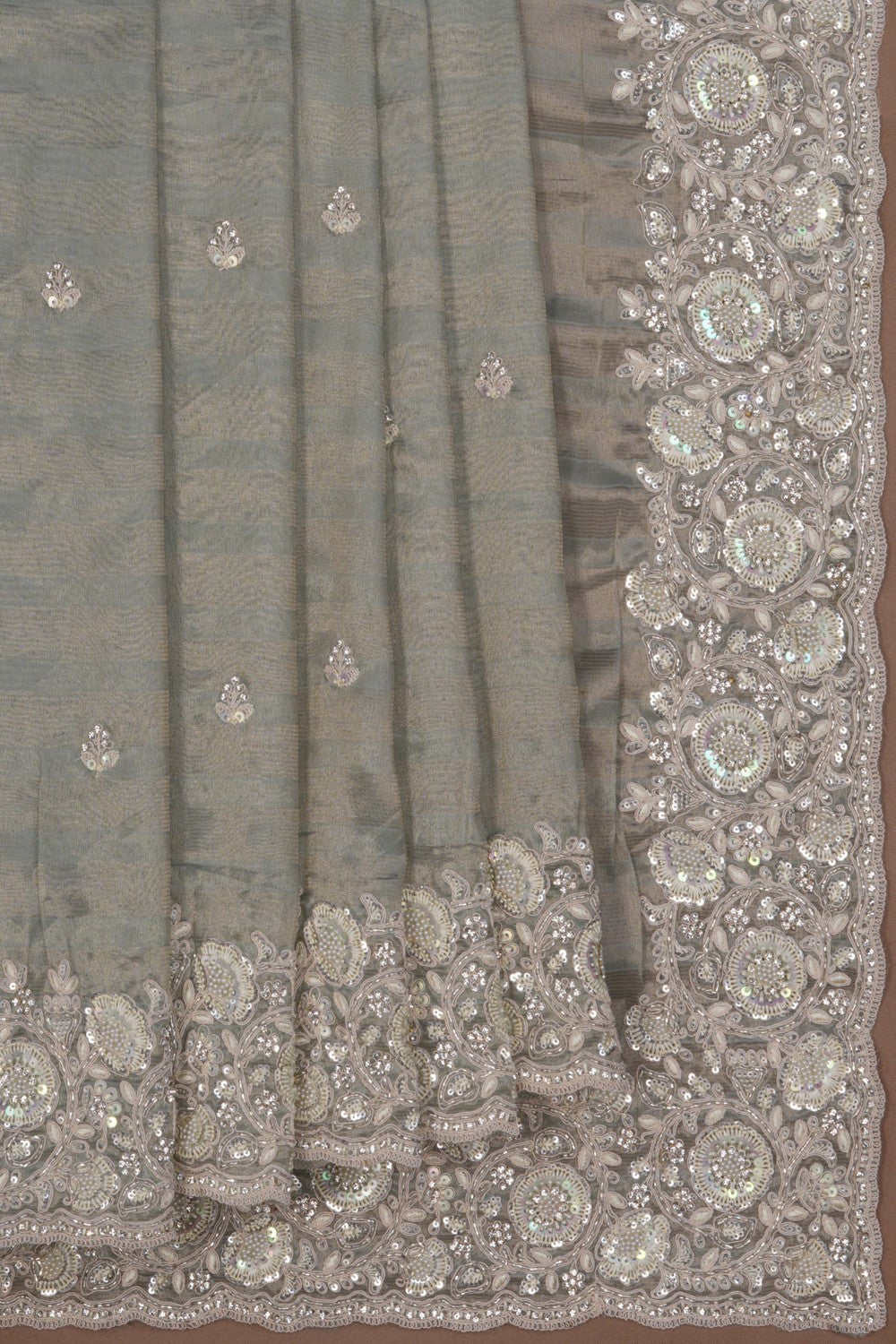Image of Tissue Silk Embroidery Saree