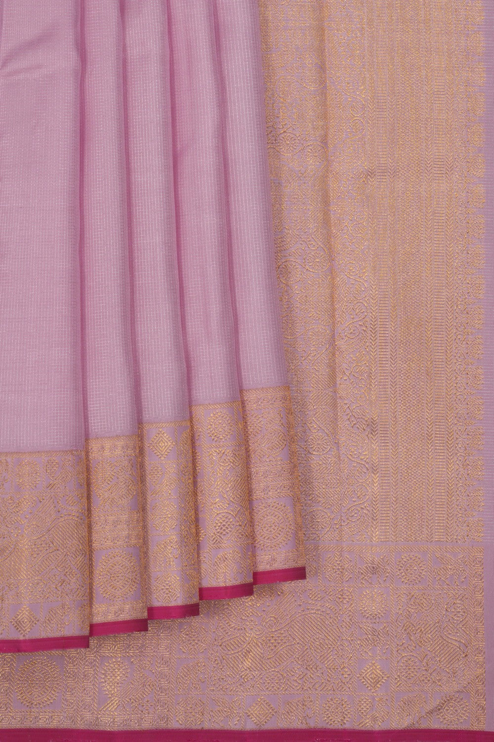 Kanchipuram Silk Brocade Lavender Pink Saree