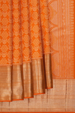 Image of Kanchipattu Brocade Orange Saree