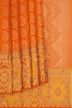 Image of Kanchipattu Orange Brocade Saree