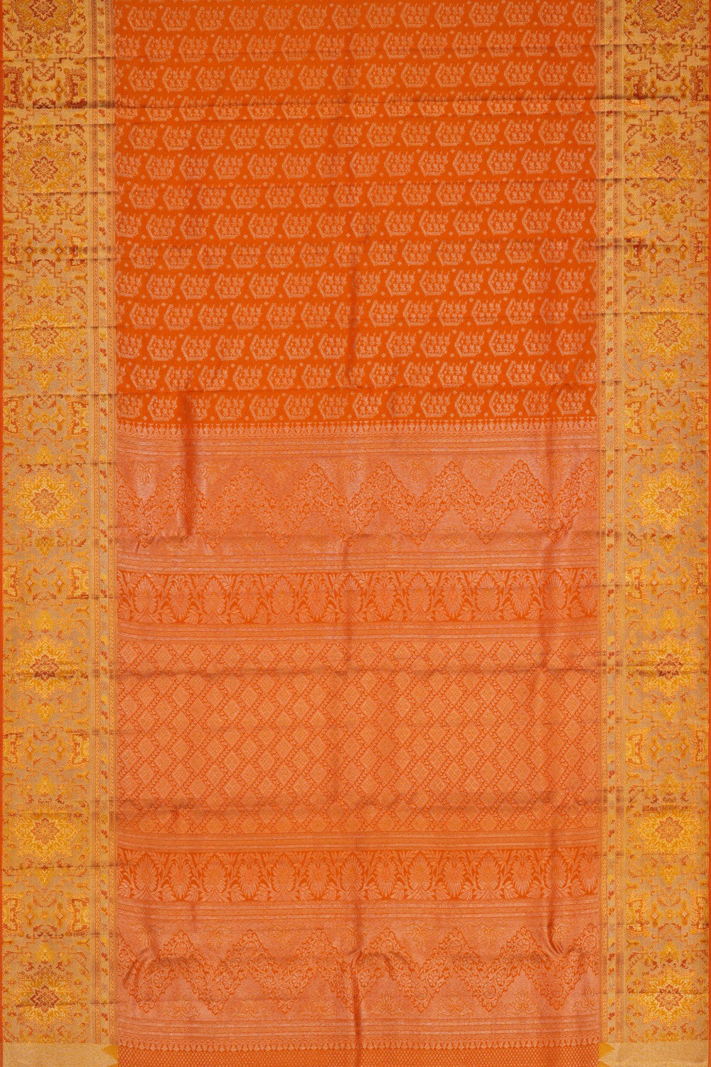 Image of Kanchipattu Orange Brocade Saree