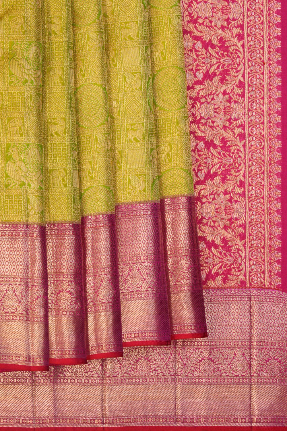 Kanchipattu Brocade Spring Green Saree