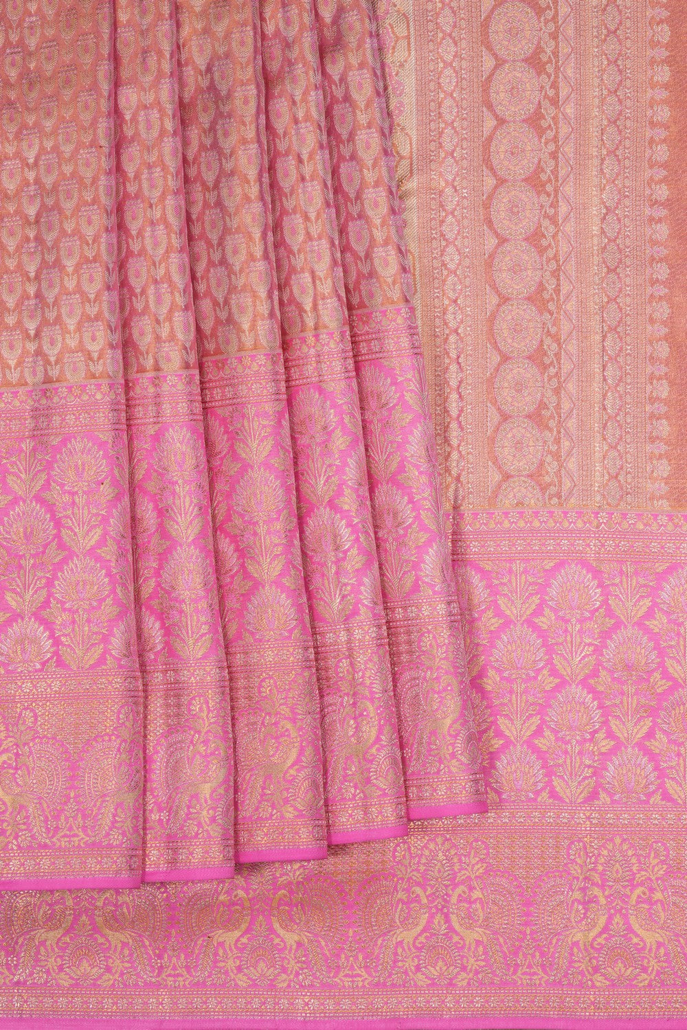 Image of Kanchipattu Tissue Brocade Pink Saree