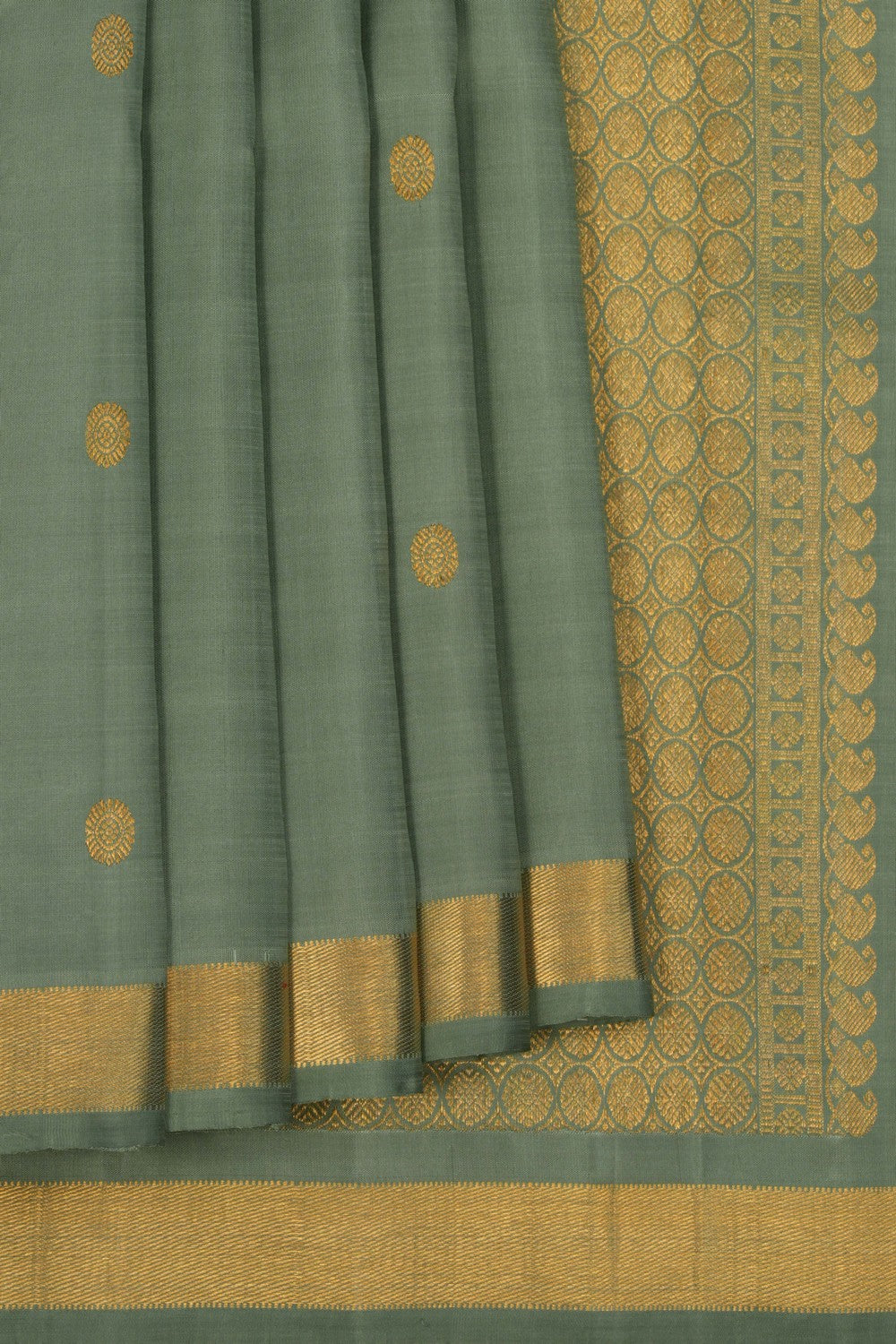 Image of Arani Silk Smoky Green Saree
