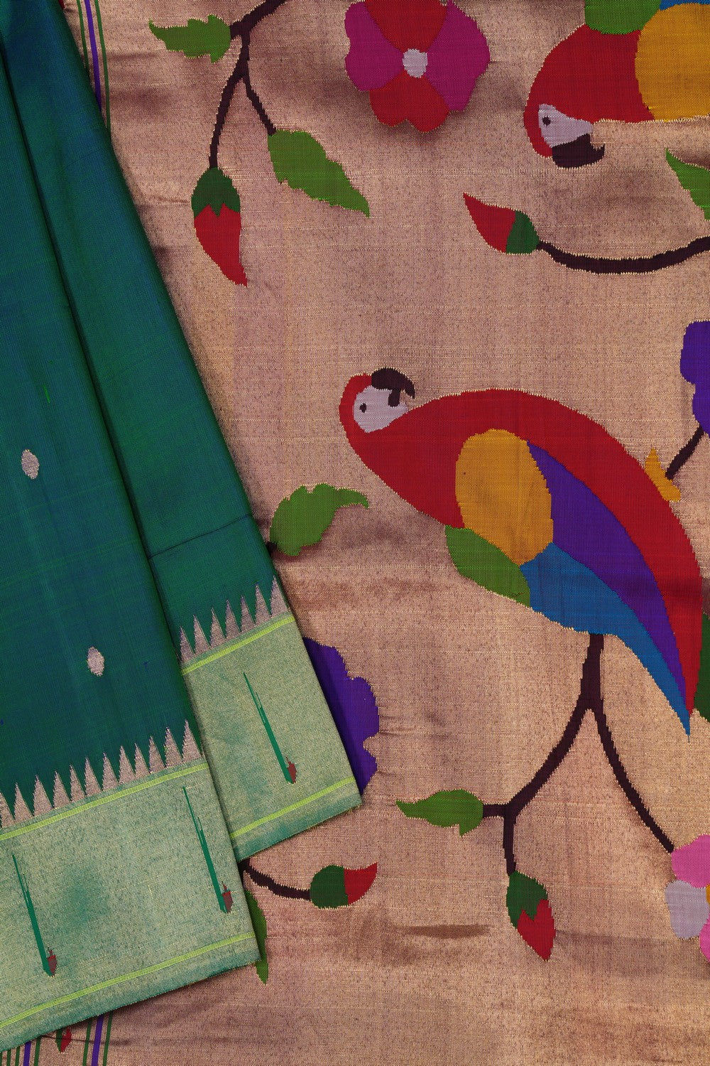 Image of Paithani Peacock Blue Saree