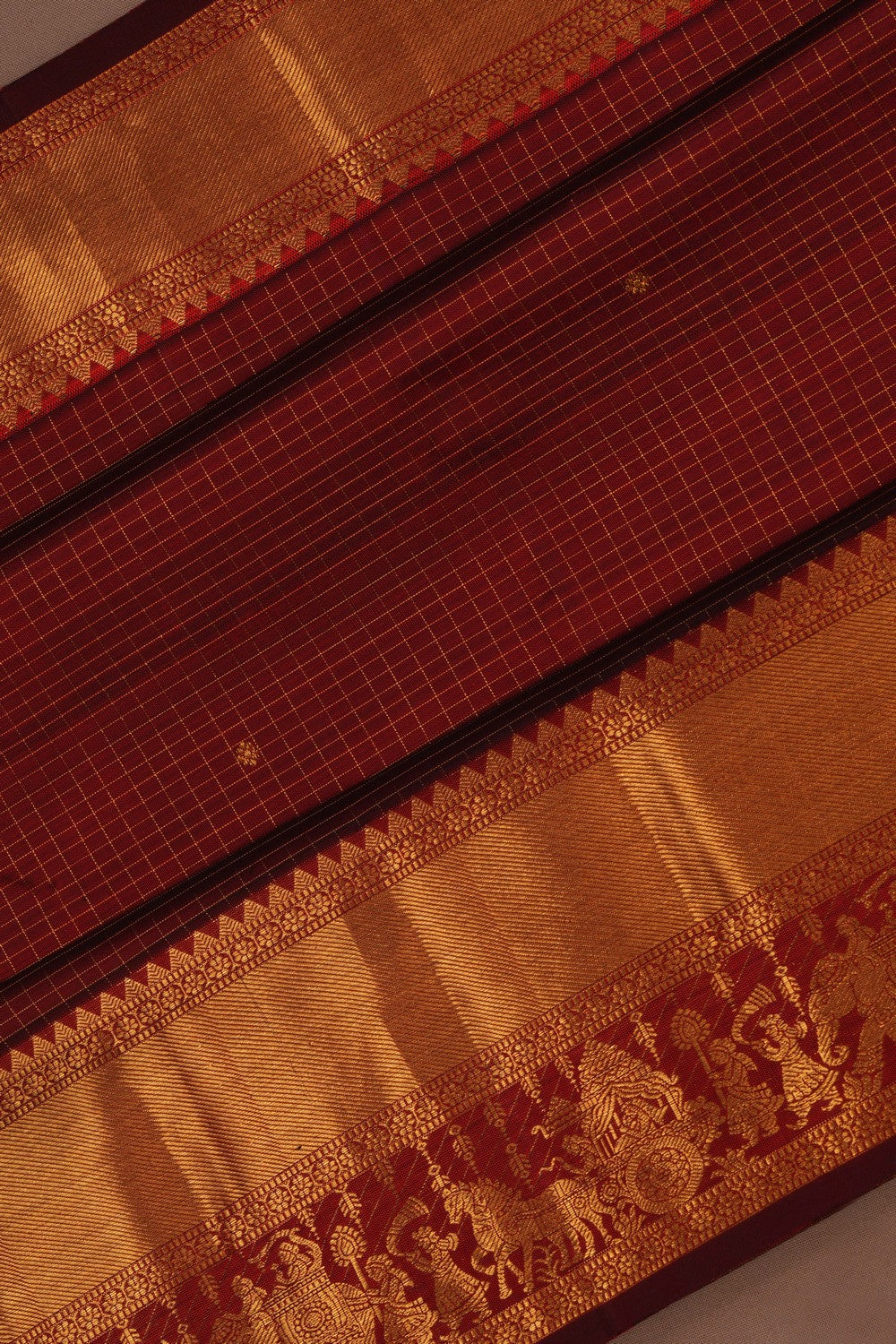 Kanchipuram Silk Kattam Maroon Saree