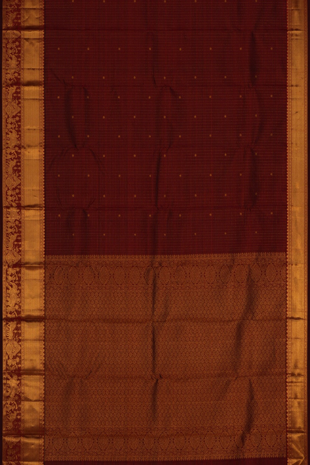 Kanchipuram Silk Kattam Maroon Saree