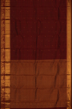 Image of Kanchipuram Silk Kattam Maroon Saree
