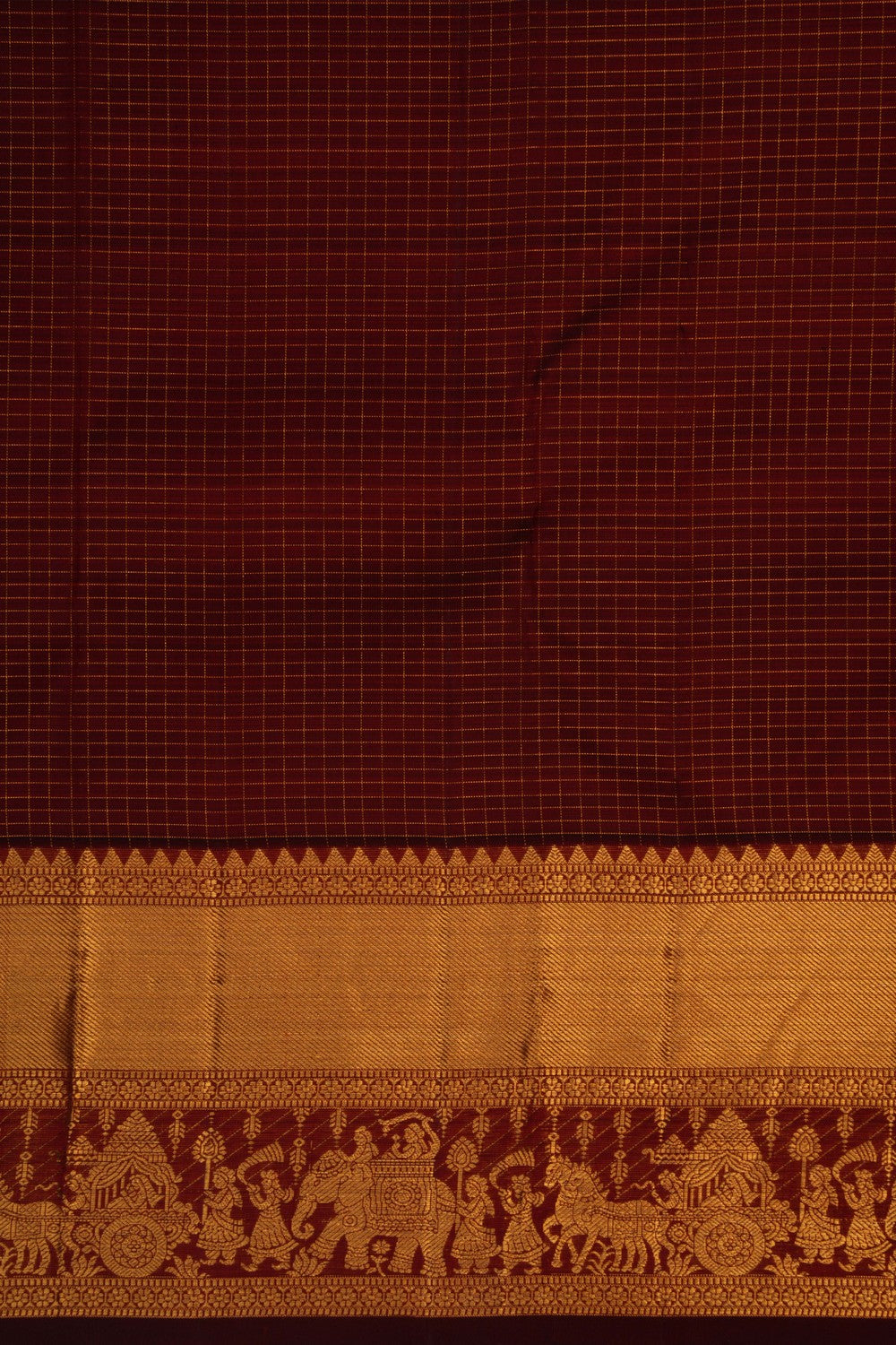 Kanchipuram Silk Kattam Maroon Saree